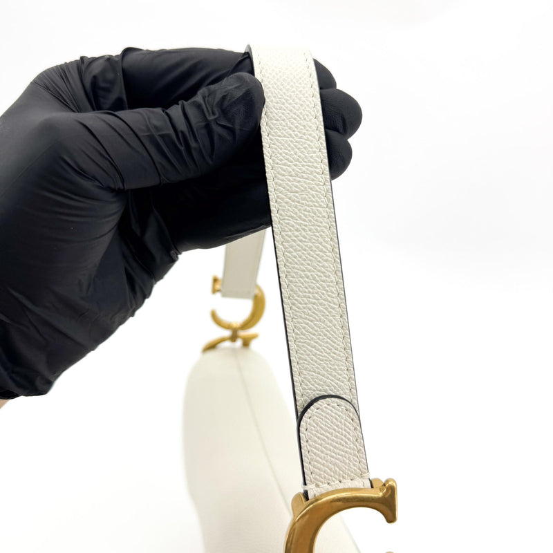 Christian Dior Saddle Leather White Bag