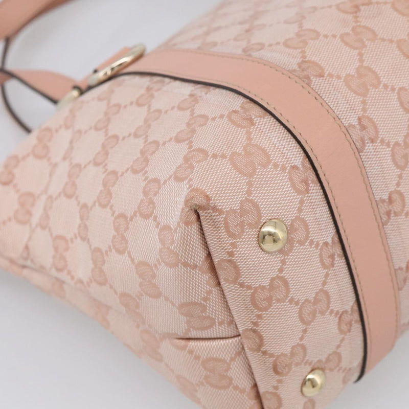 Gucci Abbey Zip Tote Gg Canvas And Leather Pink
