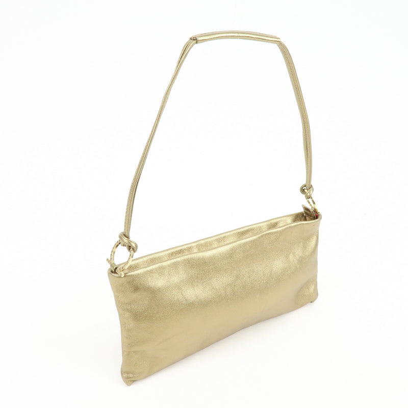 Salvatore Ferragamo Gancini Leather Gold Bag