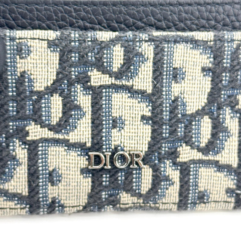 Christian Dior Card Holder Oblique Canvas And Leather Black Accessory