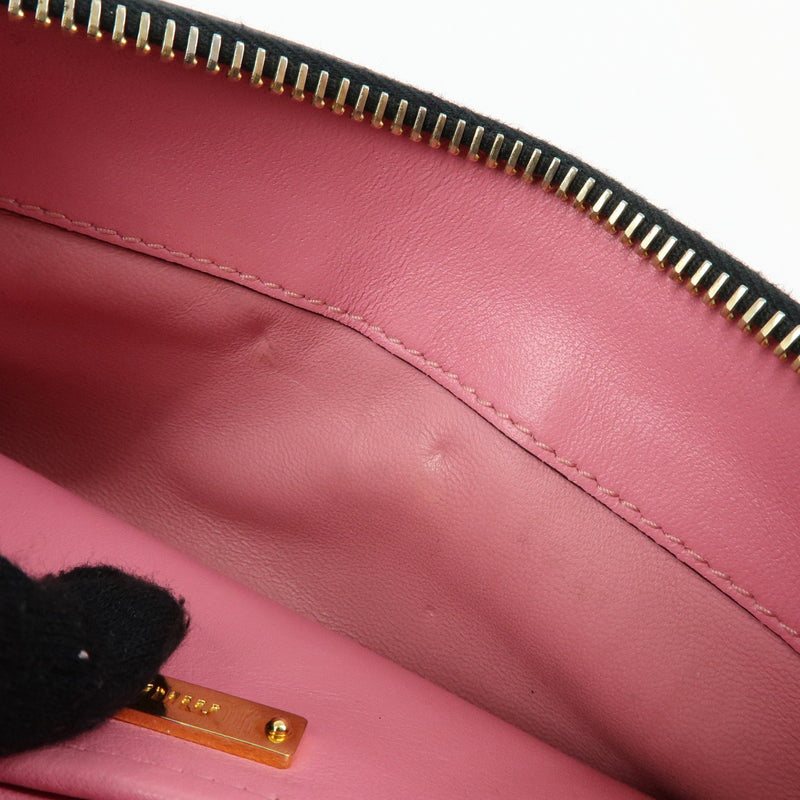 Miu Miu Logo Chain Clutch Shearling Pink Leather