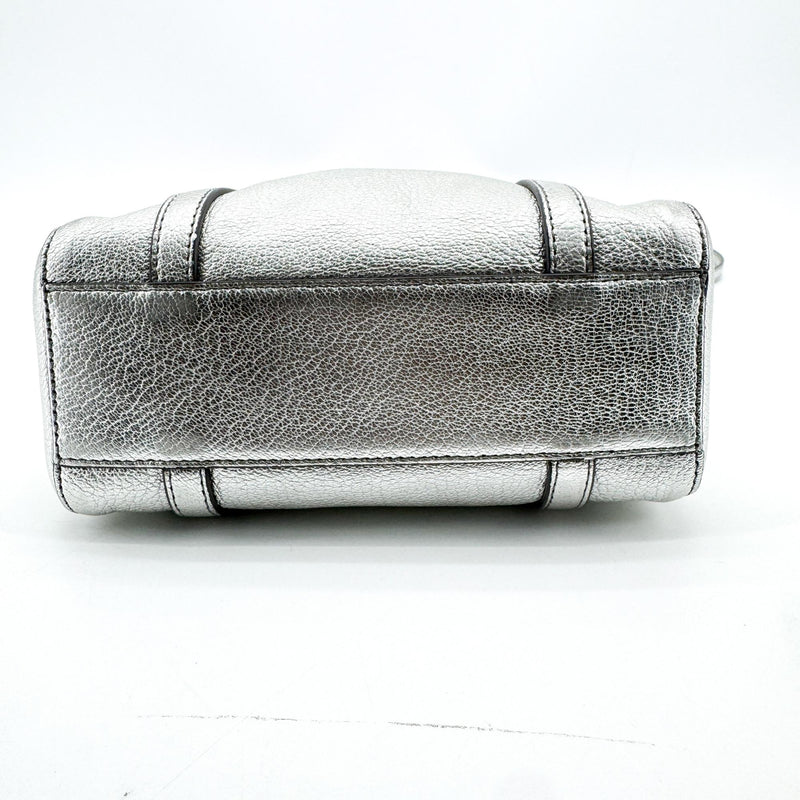 Balenciaga Everyday Patent Silver Leather Bag
