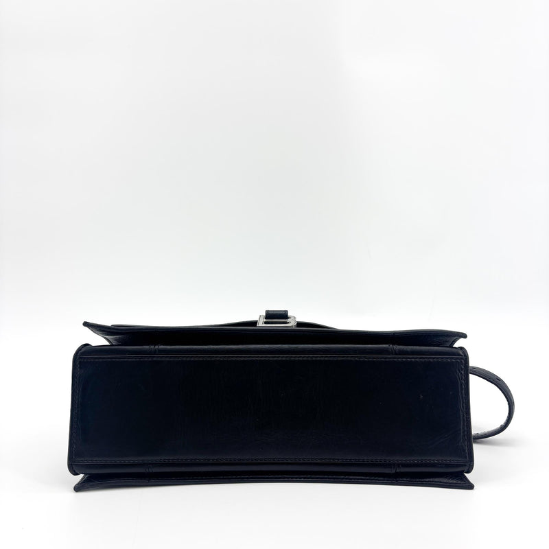 Balenciaga Downtown Soft Hourglass Leather Black Bag