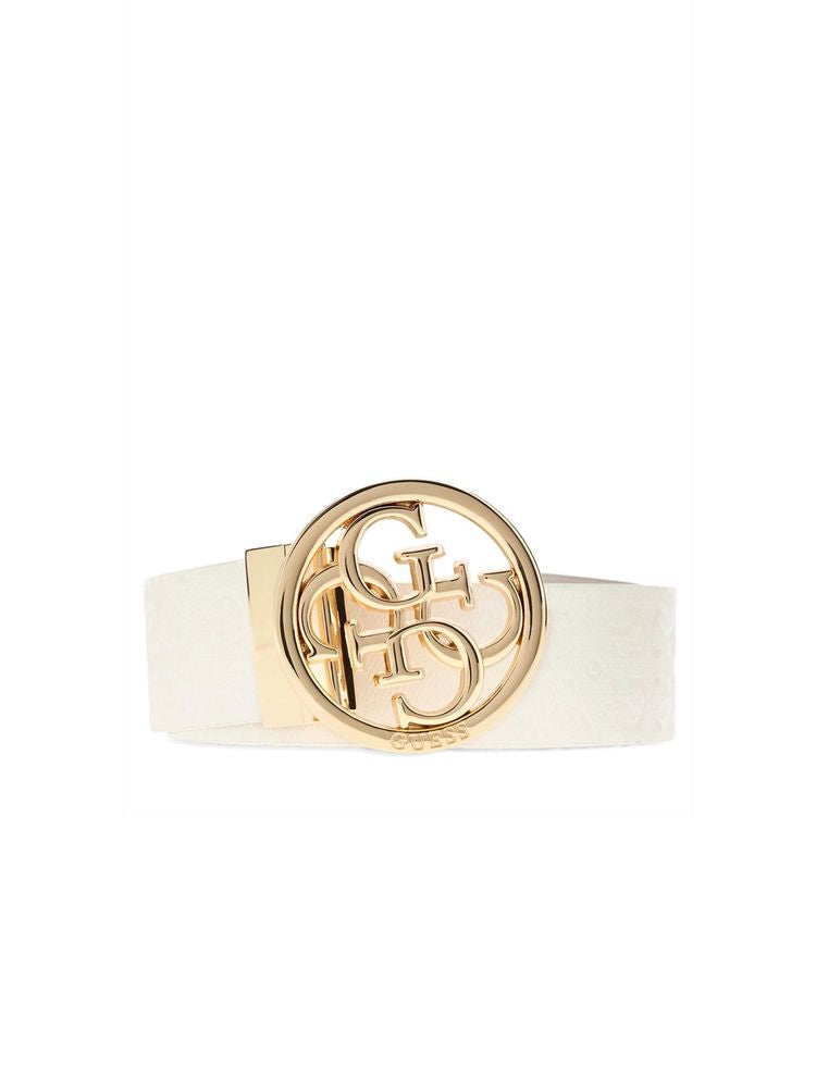 Guess Logo-Embossed Belt — Beige Polyester