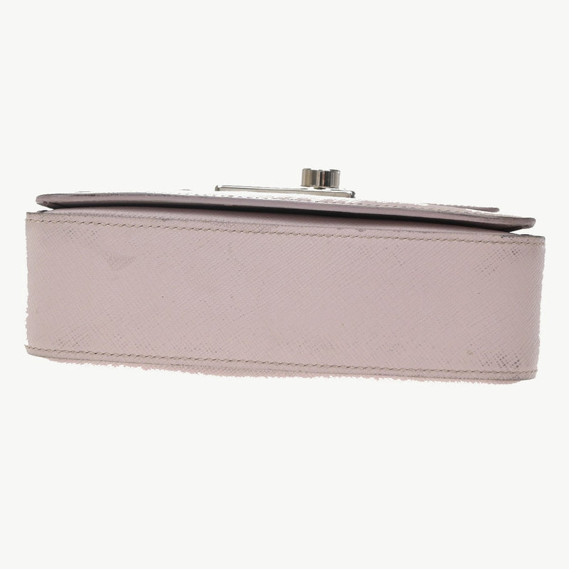 Prada Sound Flap Embroidered Saffiano Pink Leather Bag