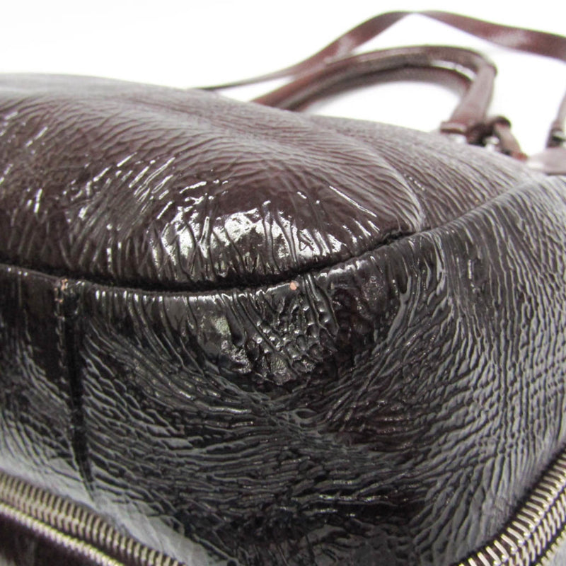 Prada Convertible Zippers Vernice Sfumata Brown Patent_leather Bag