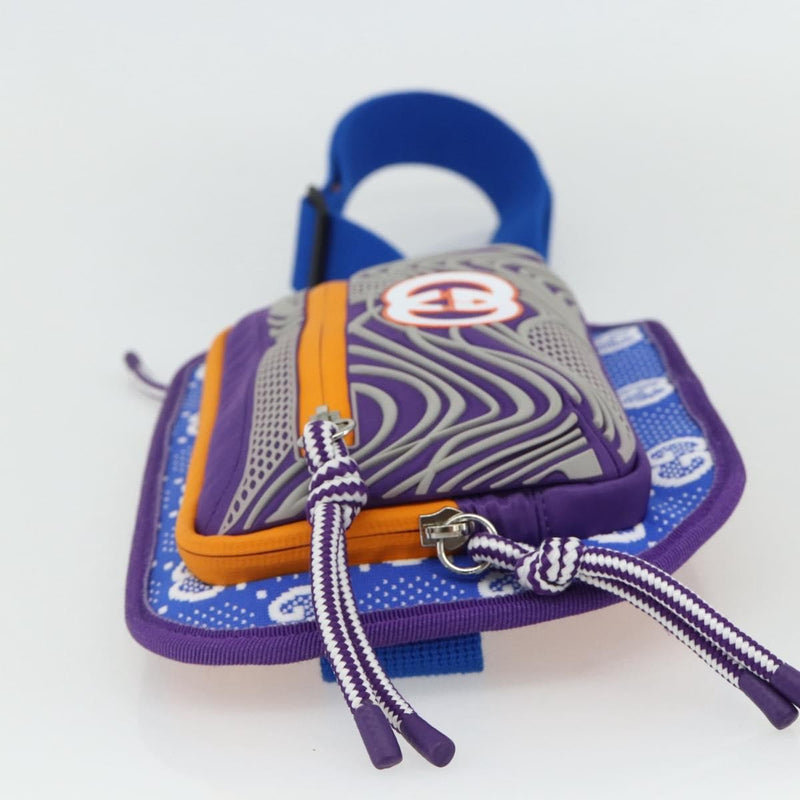 Gucci Panelled Front Pocket Belt Gg Jacquard Nylon And Rubber Purple Bag