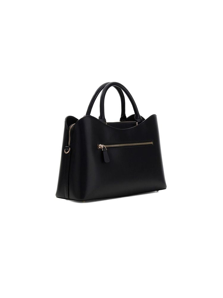 Guess Structured Polyurethane Satchel — Black