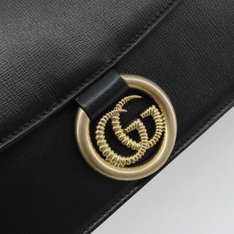 Gucci Gg Ring Leather Black Bag