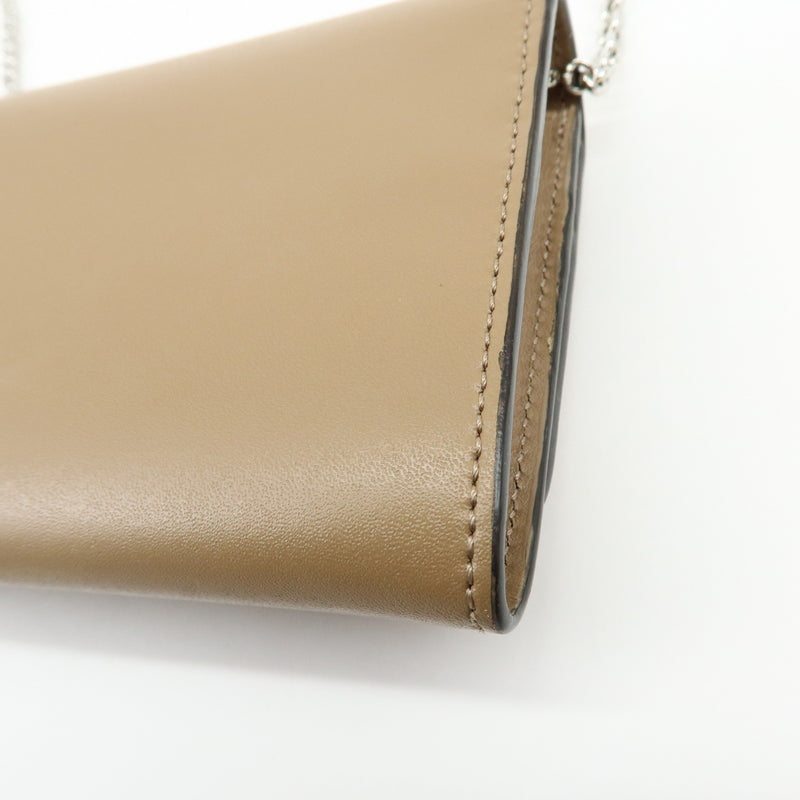 Fendi Continental Wallet On Chain Studded Leather Beige Bag