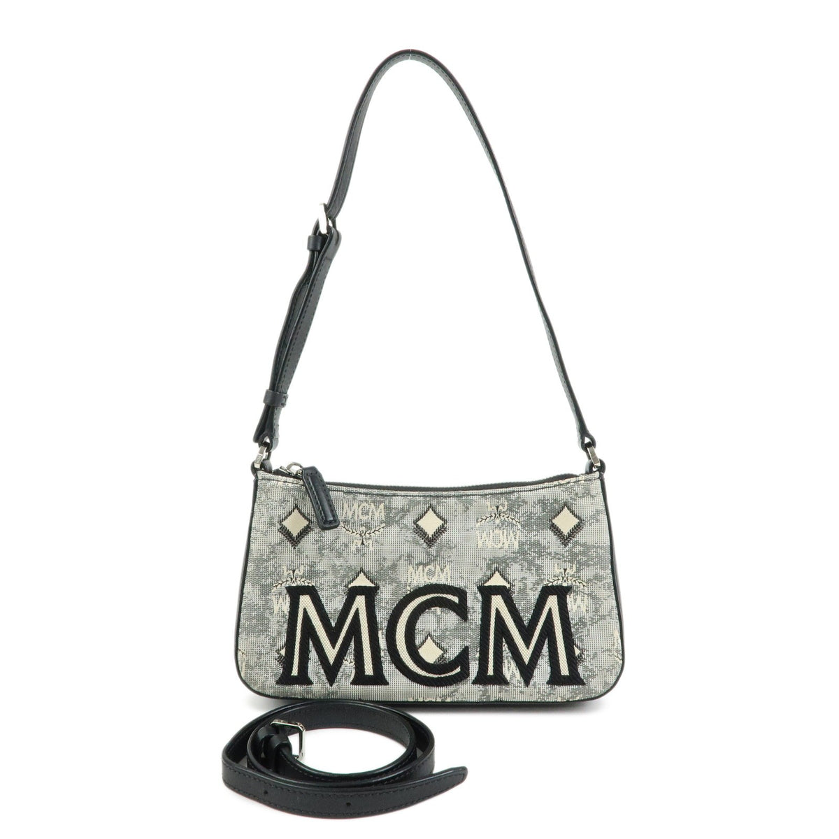 Mcm Vintage Vicetos Leather Gray Canvas Bag