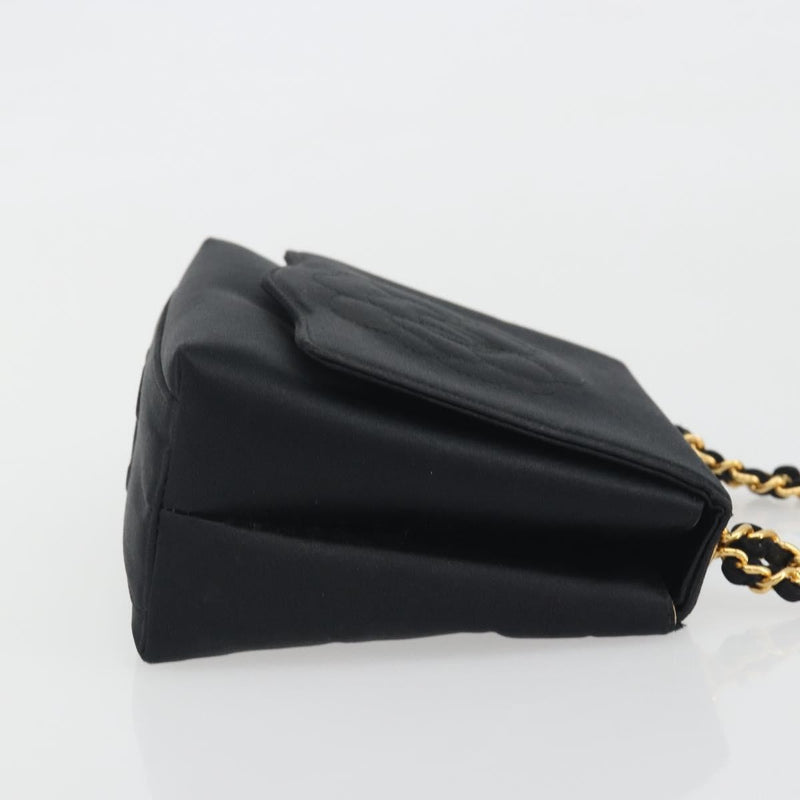 Chanel Vintage Camellia Flap Satin Black Bag