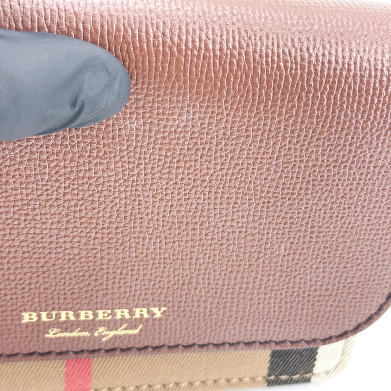 Burberry Folding Vintage Check Canvas And Leather Brown Accessory