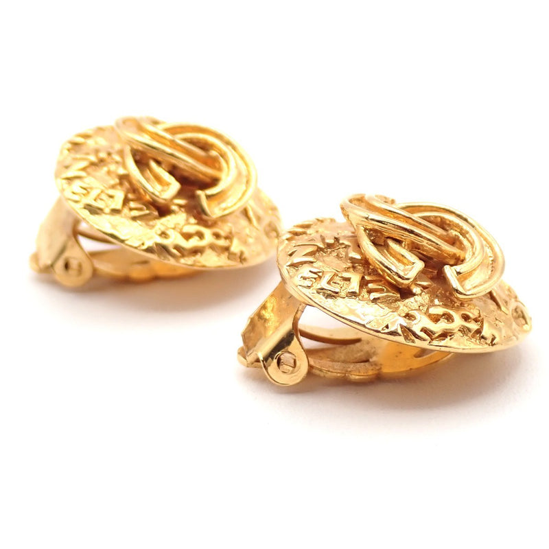 Chanel Vintage Cc Round Clip-On Metal Gold Gold_plated Bijoux