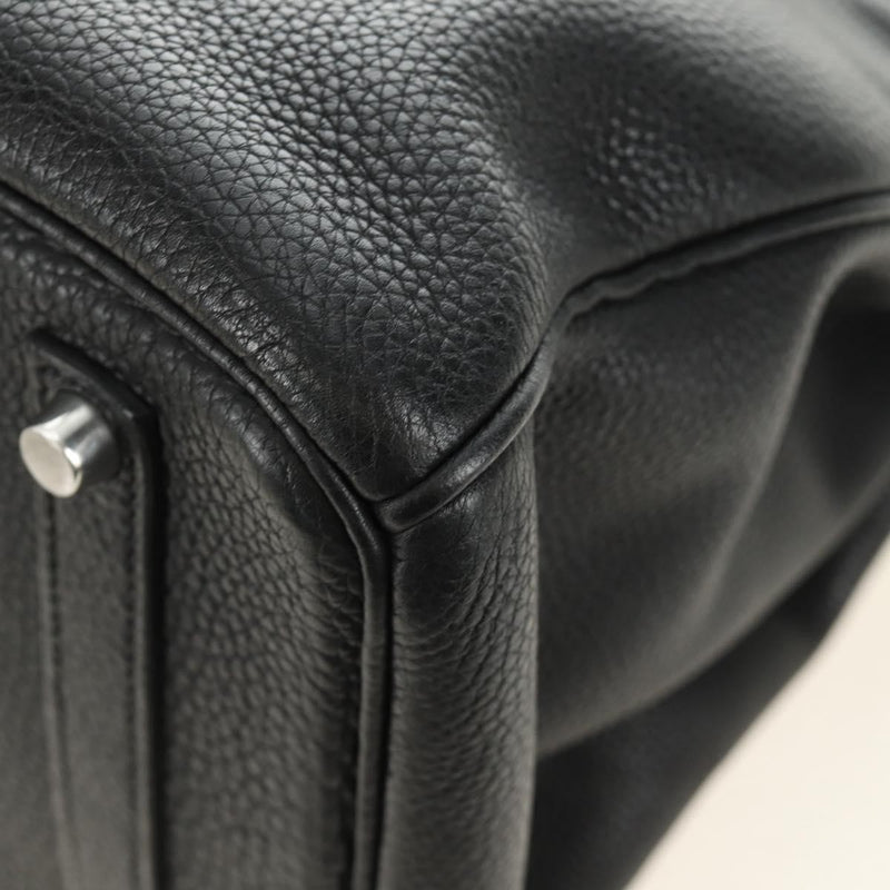 Hermes Birkin Black Clemence With Palladium Hardware Leather Bag