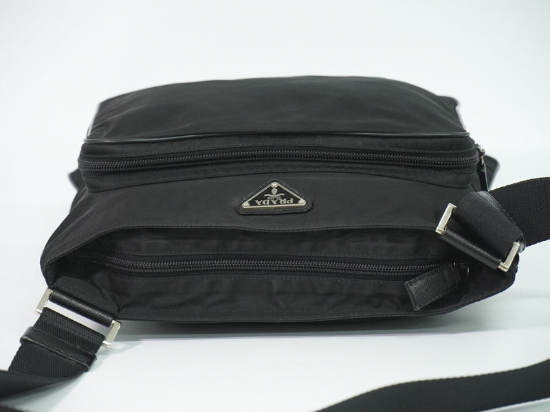 Prada Front Pocket Messenger Quilted Tessuto Black Nylon