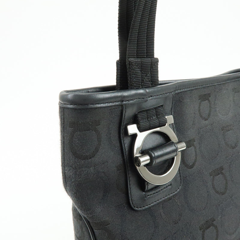 Salvatore Ferragamo Gancini Tote Canvas Black