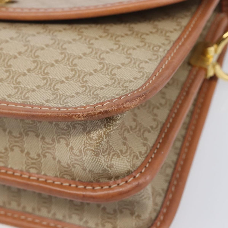 Celine Macadam Shoulder Canvas Beige Bag