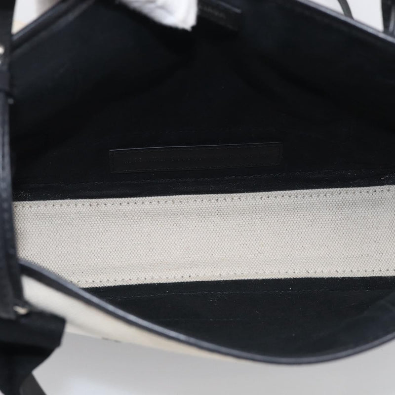 Balenciaga Navy Cabas Canvas With Leather White Bag