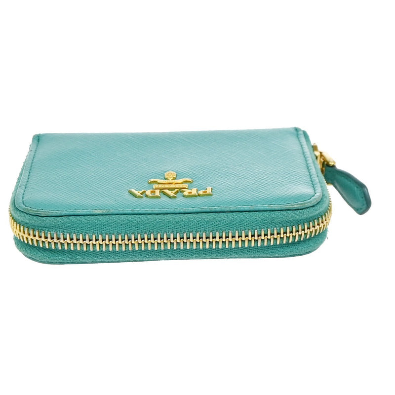 Prada Zip Around Saffiano Leather Blue Accessory