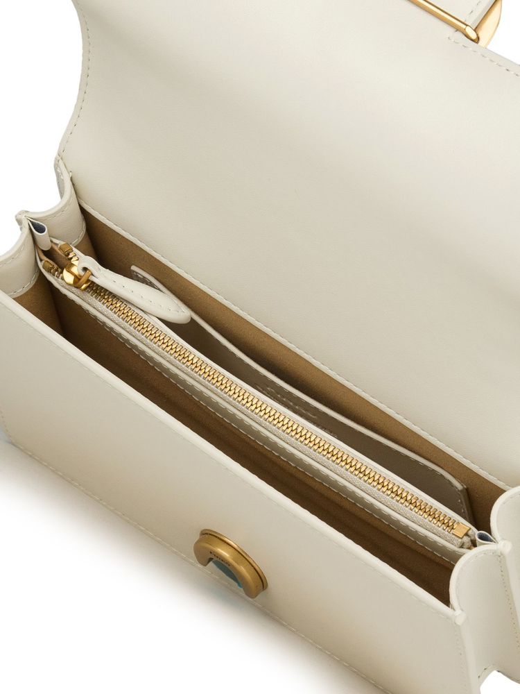 Pinko Love Crossbody Bag — White Cow Leather