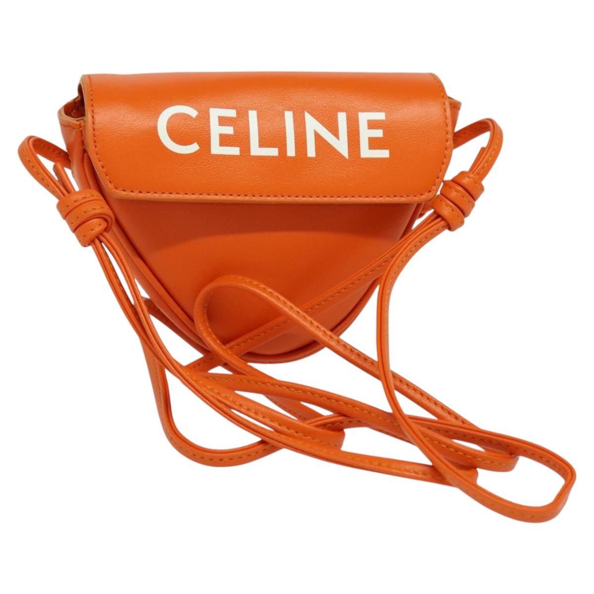 Celine Triangle Leather Orange Bag