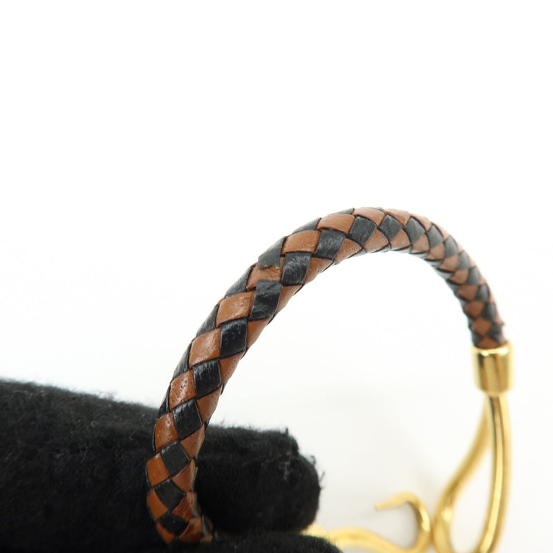 Hermes Jumbo Hook Braided Leather And Metal Brown Bijoux