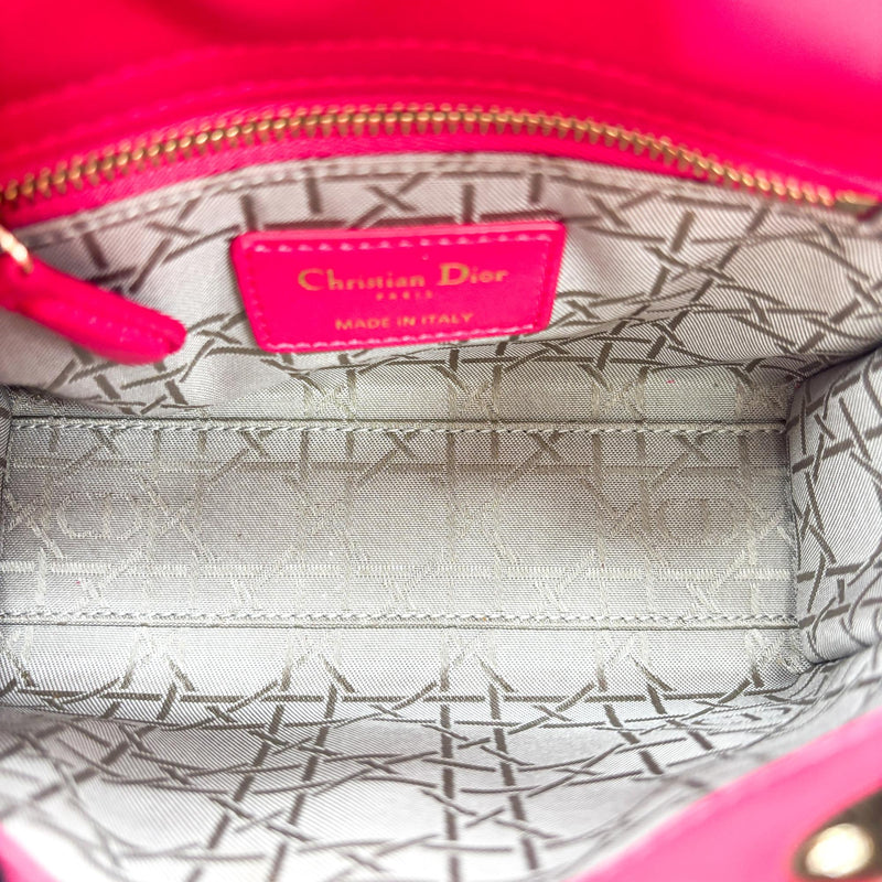 Christian Dior Lady Cannage Quilt Lambskin Pink Leather Bag