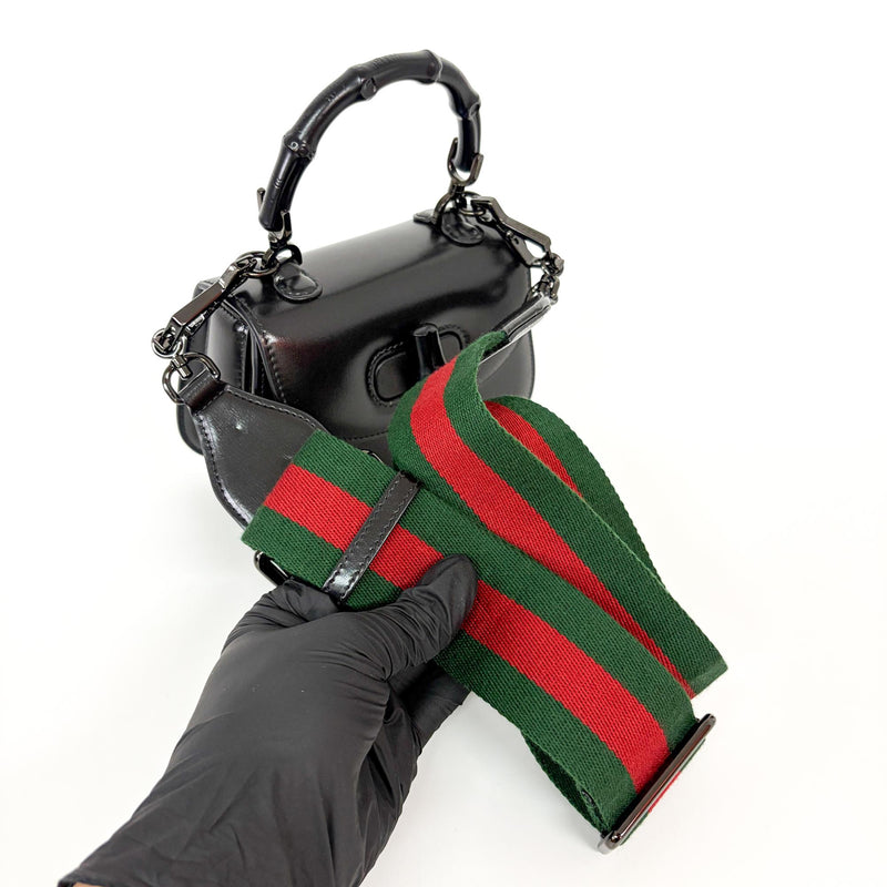 Gucci Bamboo 1947 Top Handle Leather Black Bag