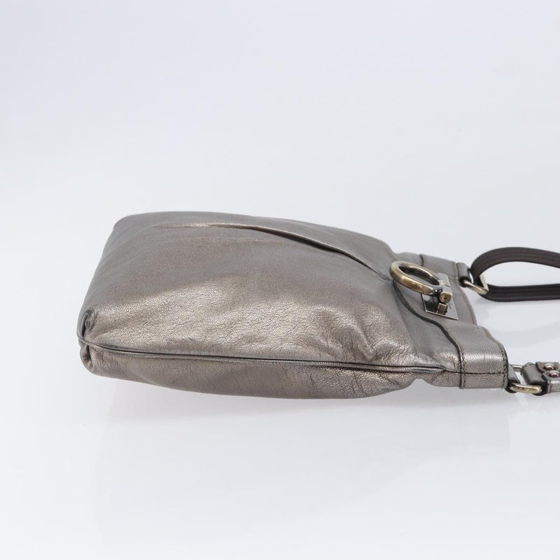 Salvatore Ferragamo Gancini Leather Gold Bag