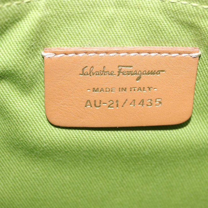 Salvatore Ferragamo Gancini Canvas And Leather White Bag
