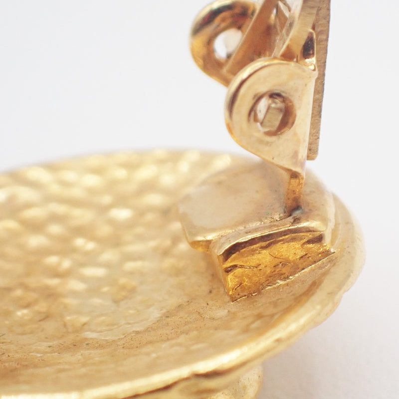 Chanel Vintage Cc Round Clip-On Metal Gold Gold_plated Bijoux