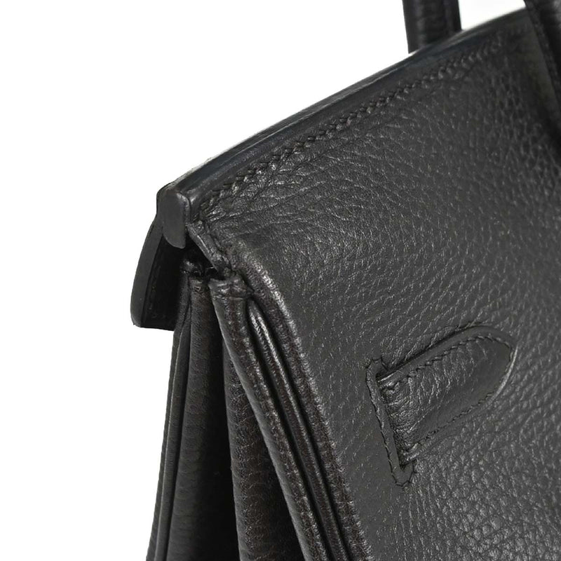 Hermes Birkin Black Clemence With Gold Hardware Leather Bag