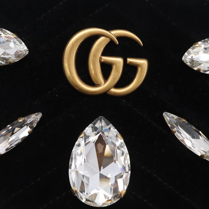 Gucci Gg Marmont Crystal Embellished Matelasse Velvet Black Bag