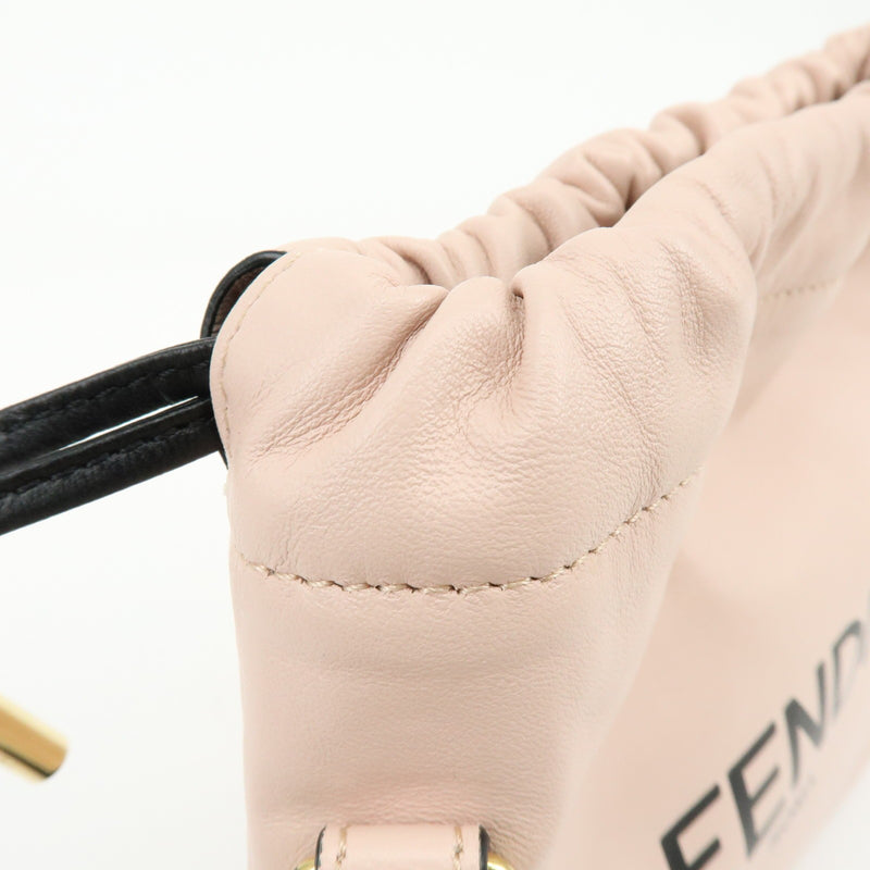 Fendi Logo Drawstring Leather Pink Bag