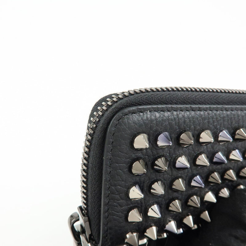 Christian Louboutin Panettone Coin Purse Spiked Leather Black Accessory
