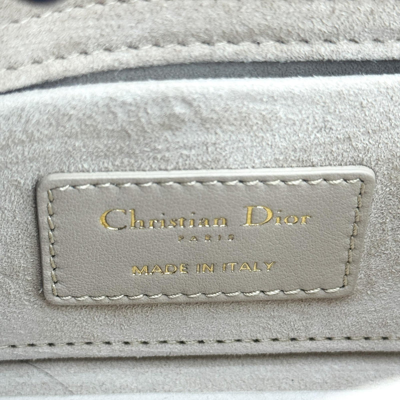 Christian Dior Lady D-Joy Cannage Quilt Lambskin Beige Leather Bag