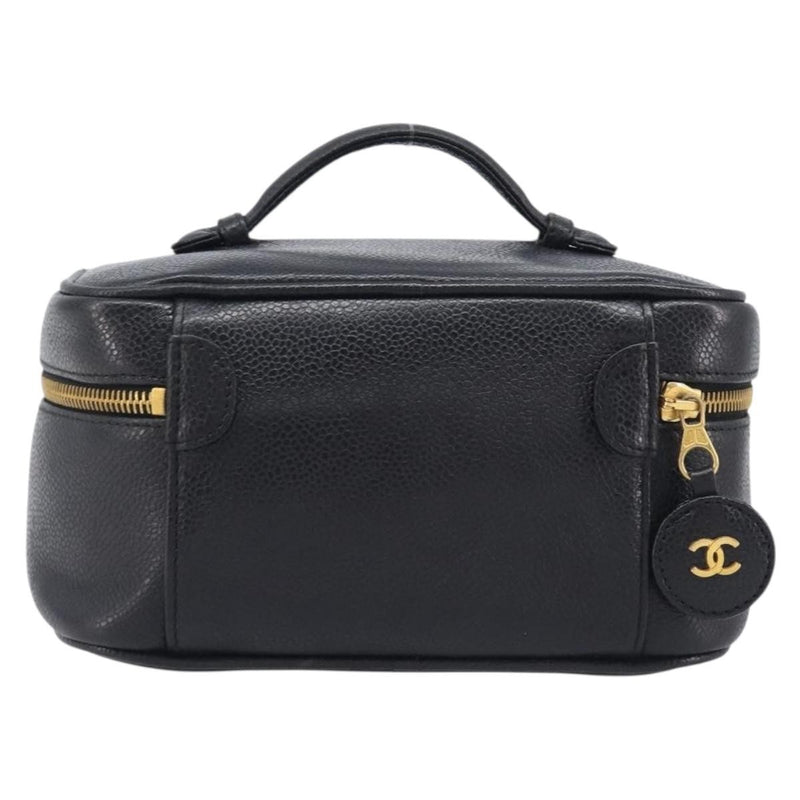 Chanel Vintage Timeless Cosmetic Case Caviar Black Leather Bag