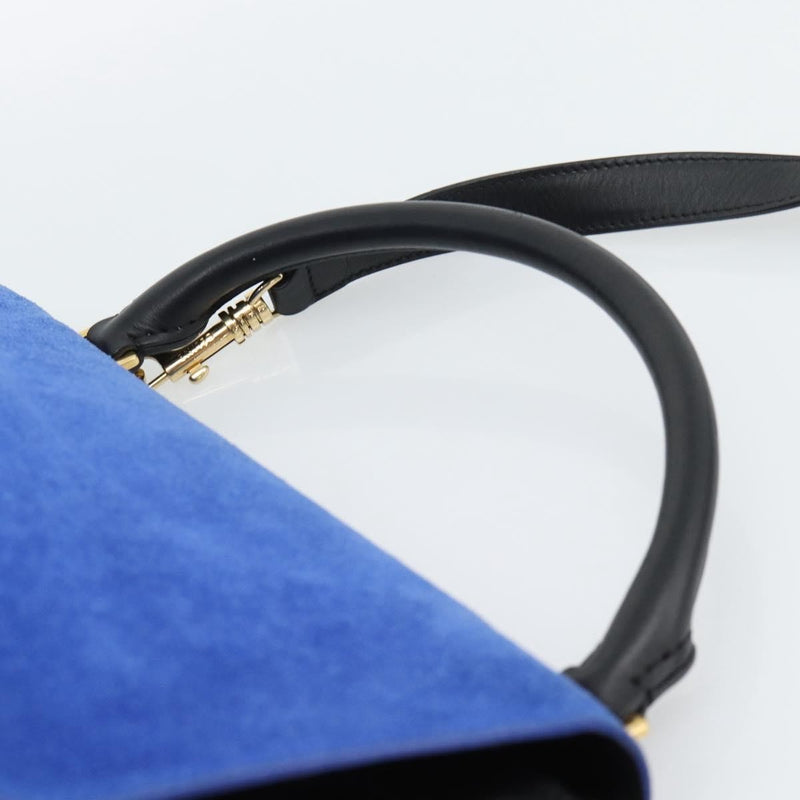 Celine Trapeze Leather With Suede Blue Bag