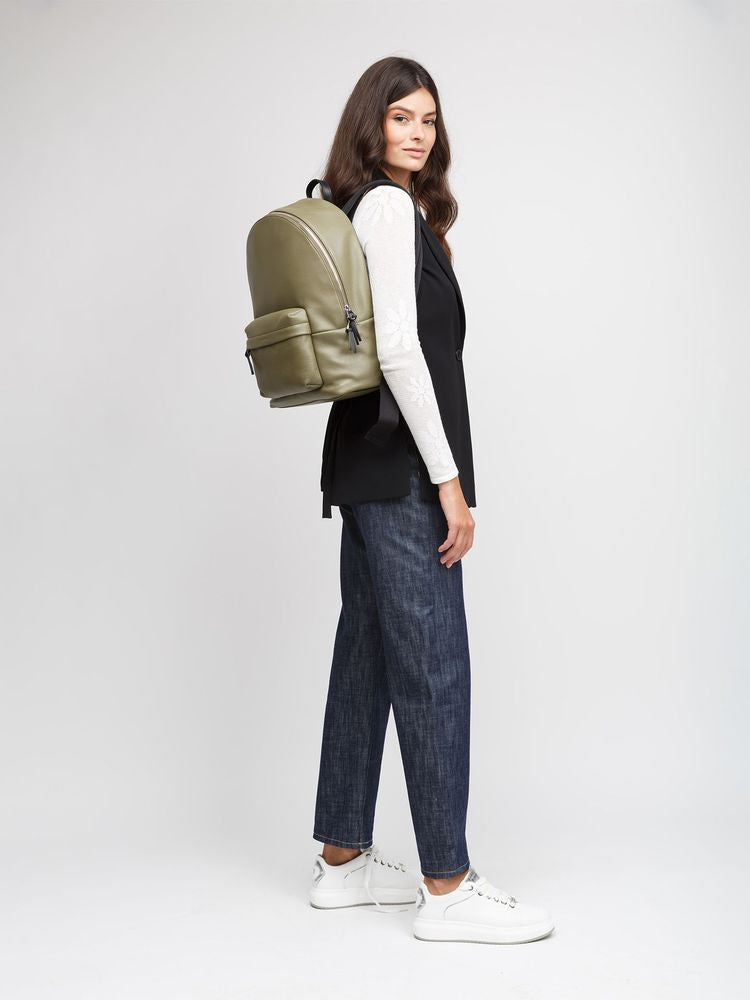 Coccinelle Grained Cowhide Backpack — Green