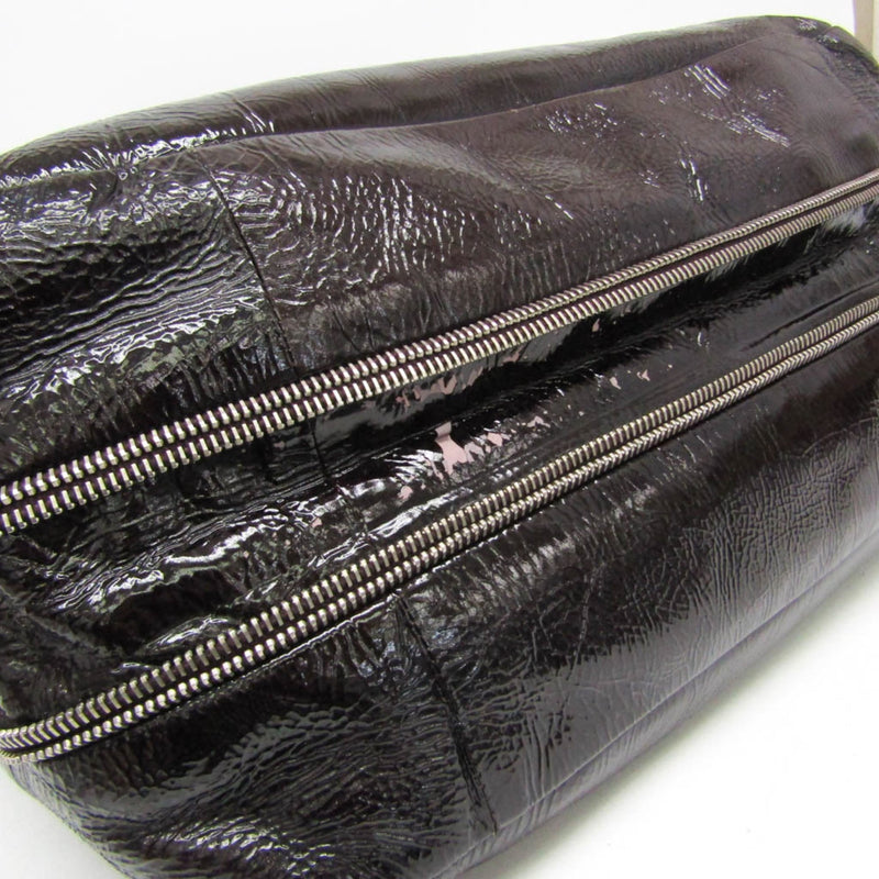 Prada Convertible Zippers Vernice Sfumata Brown Patent_leather Bag