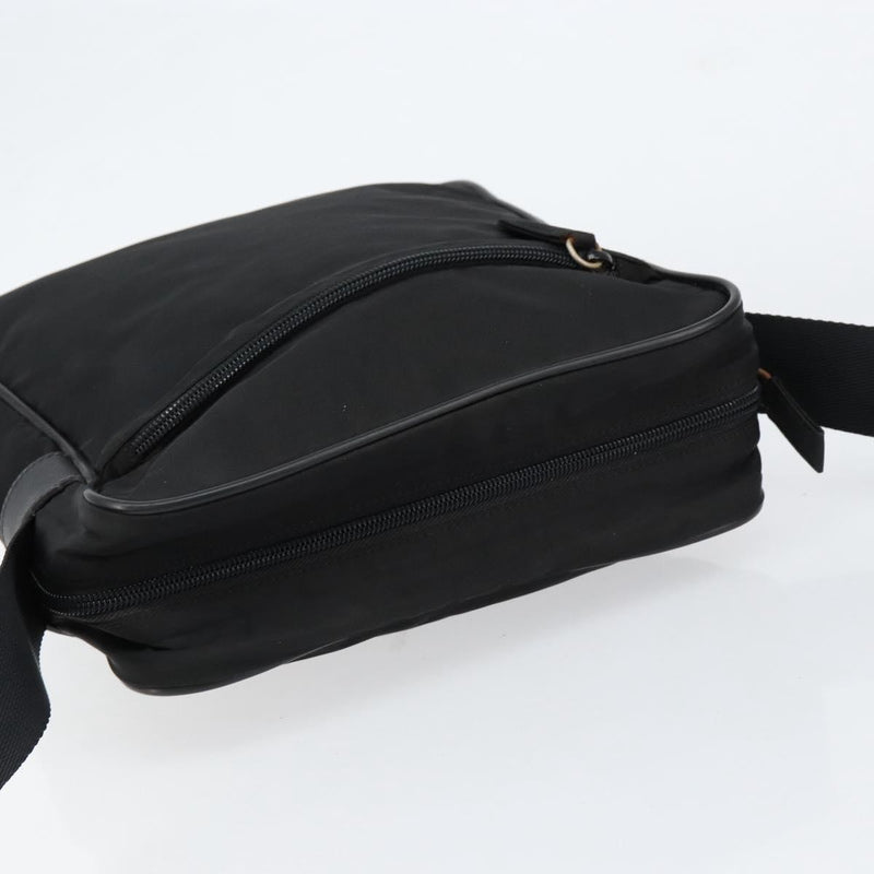 Prada Zip Messenger Tessuto With Leather Black Nylon