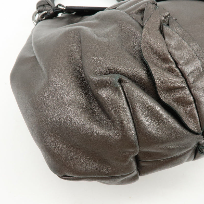 Prada Ruffle Hobo Nappa Leather Brown