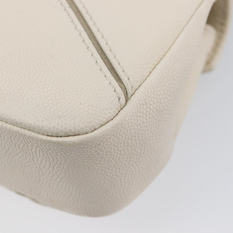 Chanel Macro Flap Chevron Caviar White Calfskin Bag