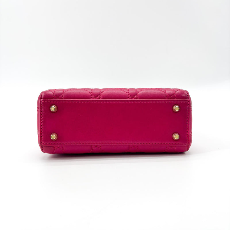 Christian Dior Lady Cannage Quilt Lambskin Pink Leather Bag