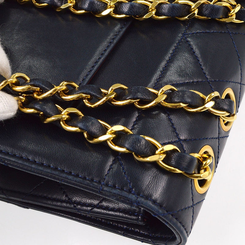 Chanel Vintage Trapezoid Cc Flap Leather Navy Bag