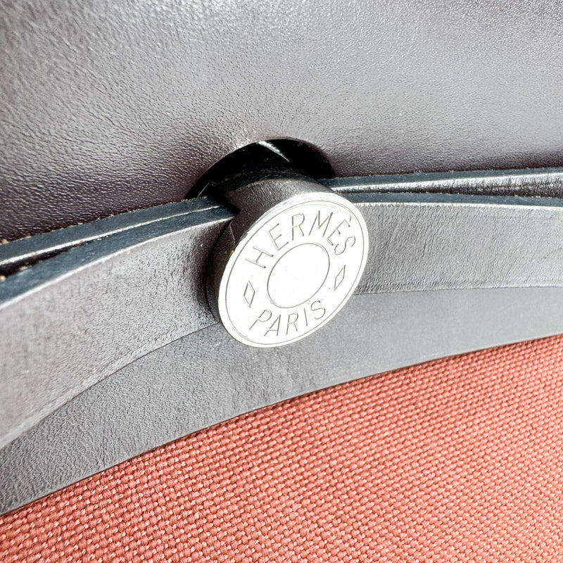 Hermes Herbag Zip Leather And Toile Brown Canvas Bag