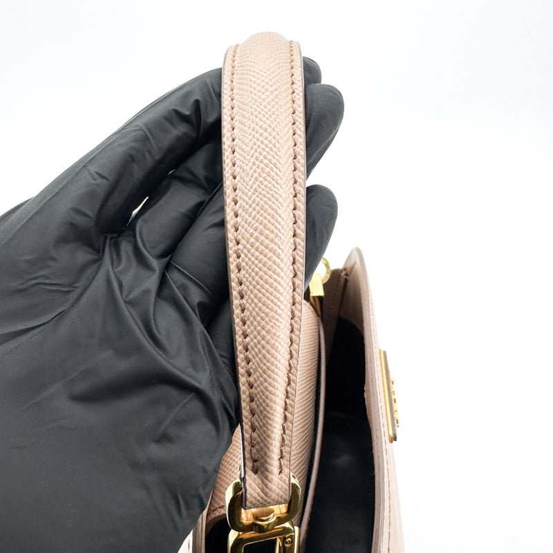 Prada Matinee Top Handle Saffiano Leather Beige Bag