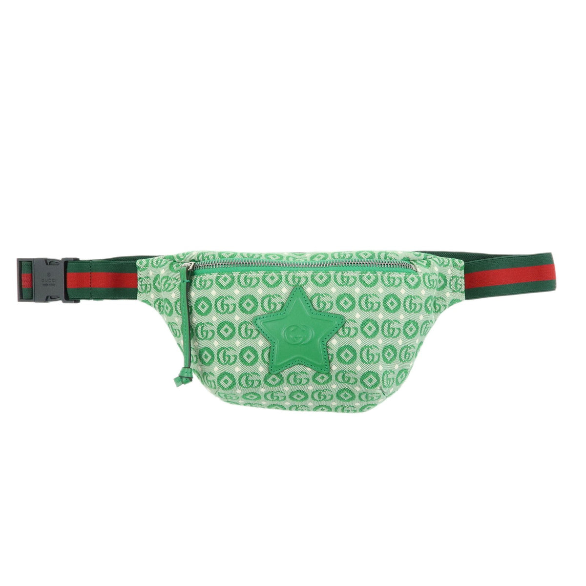 Gucci Childrens Belt Printed Gg Coated Canvas Green Bag