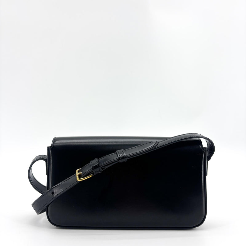 Celine Triomphe East-West Smooth Calfskin Black Leather Bag